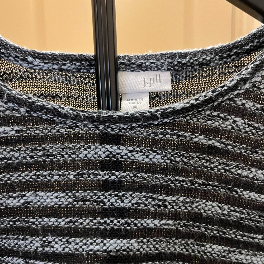 J. Jill Black and Gray Striped Knit Sweater - Picture 4 of 6